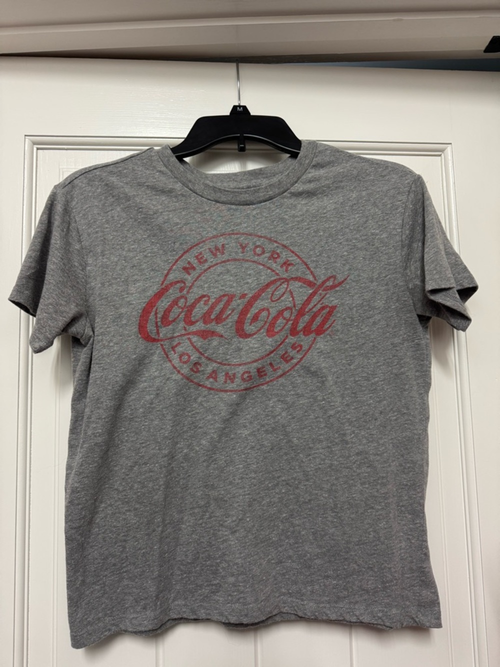 Vintage Coca Cola Heather Gray Short Sleeve Tee with Red Logo